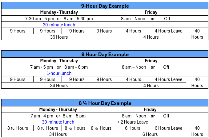 Summer Work Schedule Example
